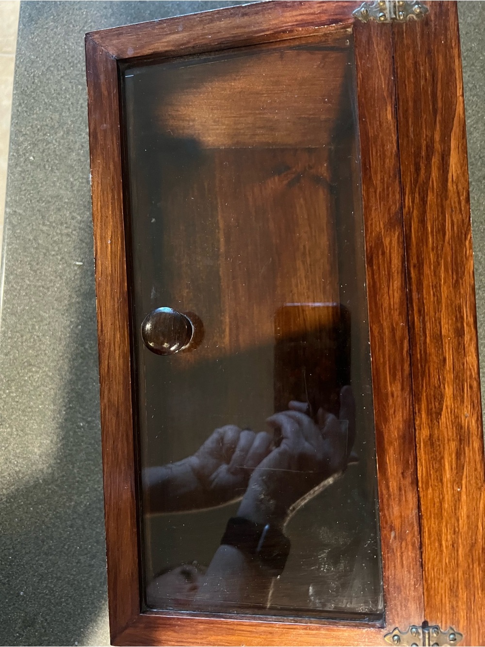 Wooden Display Case with Glass Door - Brown